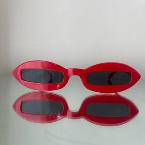 Red Slim Cats Eye Minimalist Sunglasses